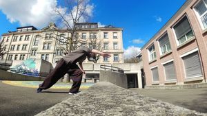 One-handed cartwheel (outer hand)